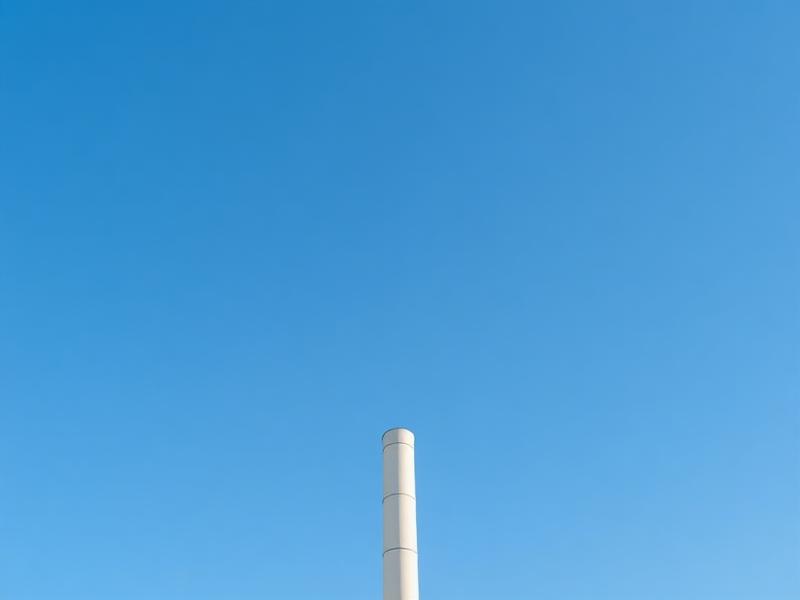 A single clean industrial vent stack against a clear blue sky